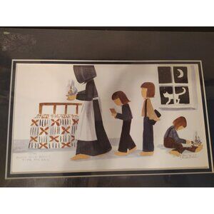 Vintage Diane Graebner Print, Close Your Books, Time for Bed Amish, Signed COA